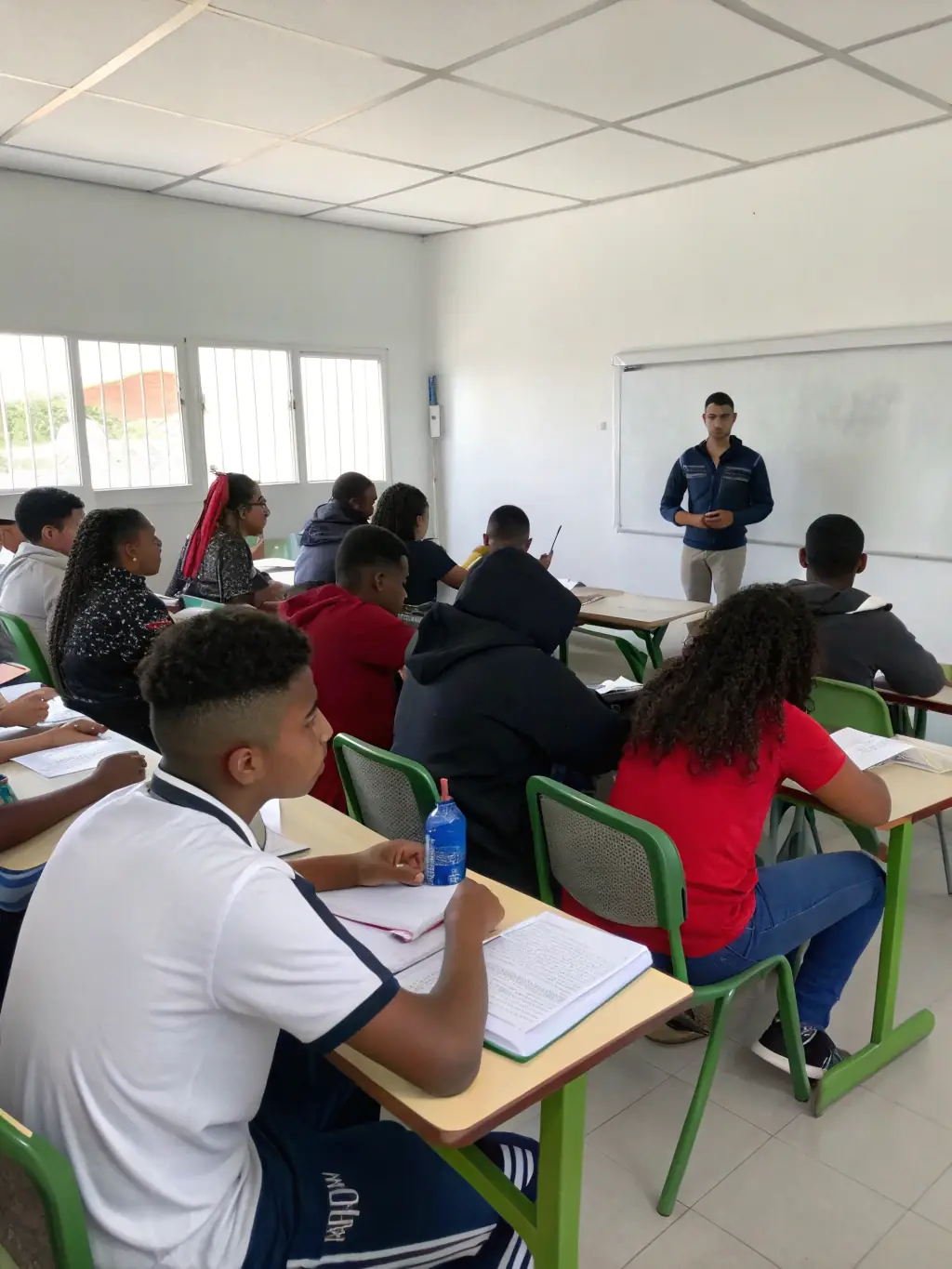 A focused shot of a communication skills training session at PANTOUM, where participants are practicing public speaking techniques, emphasizing the organization's dedication to empowering individuals through effective communication.